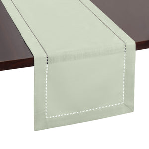 Rustic Farmhouse Hemstitch Table Runner | Sage Green