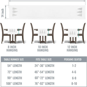 Silver Winter Trees Embroidered Hemstitch Table Runner | White