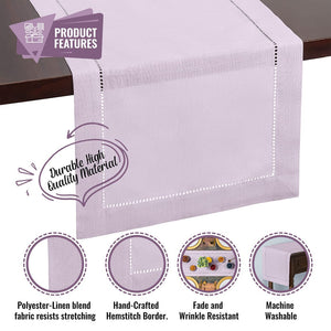 Rustic Farmhouse Hemstitch Table Runner | Lilac Purple