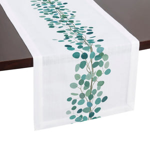 Eucalyptus Leaves Print Table Runner | White