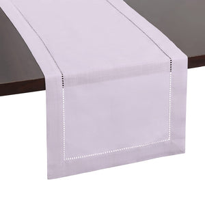 Rustic Farmhouse Hemstitch Table Runner | Lilac Purple