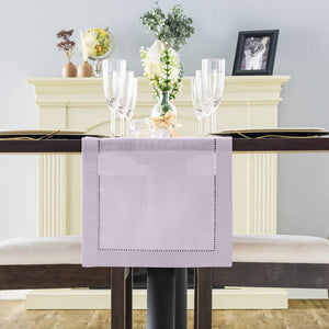 Rustic Farmhouse Hemstitch Table Runner | Lilac Purple