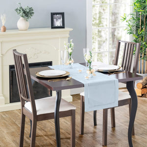 Rustic Farmhouse Hemstitch Table Runner | Dusty Blue