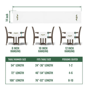 Holly Garland Embroidered Hemstitch Table Runner | White