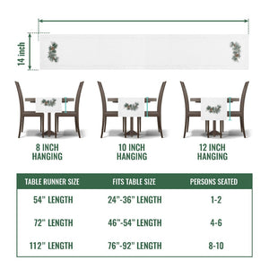 Pine Cone Branch Embroidered Hemstitch Table Runner | White