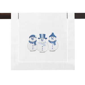 Snowman Embroidered Hemstitch Table Runner | White