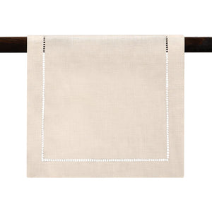 Rustic Farmhouse Hemstitch Table Runner | Natural Beige