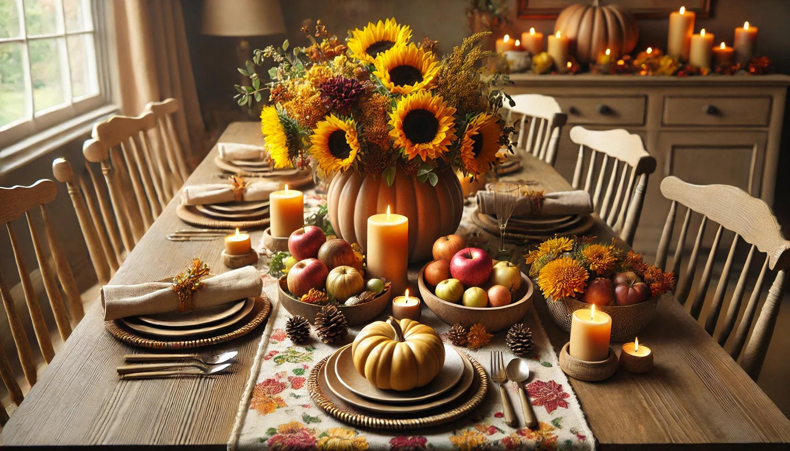 How to Decorate for Fall Table Centerpieces Using a Sunflower Table Runner