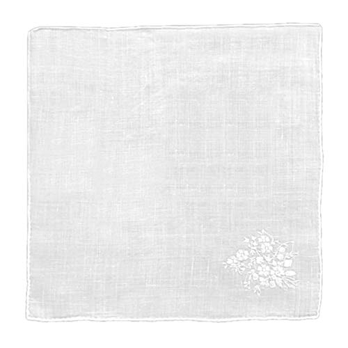 Women’s Handkerchief White Cotton 11 X 11 Inch with Daisy Bouquet Embroidery Design (Pack of 2)