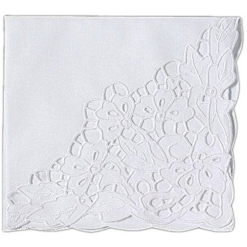 Richelieu Cutwork Embroidery Design Tea Cocktail Dinner Napkins White Linen Cloth 14 X 14 Inch (Set of 2)