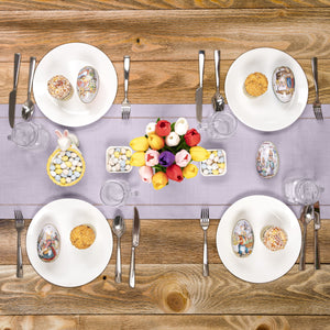 Rustic Farmhouse Hemstitch Table Runner | Lilac Purple