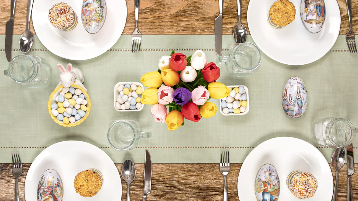 Rustic Farmhouse Hemstitch Table Runner | Sage Green