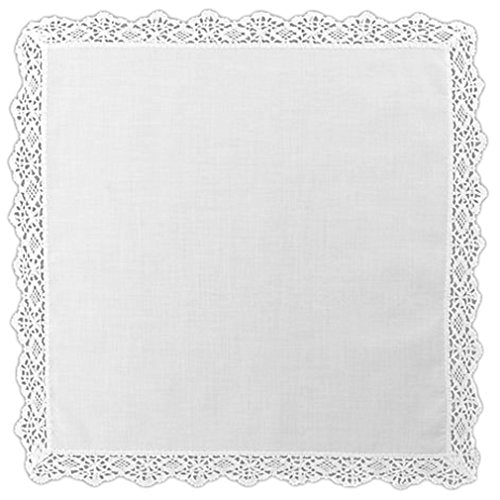 Women's Handkerchief White Fine Cotton Inch with Cluny Lace Border (Pack of 2)