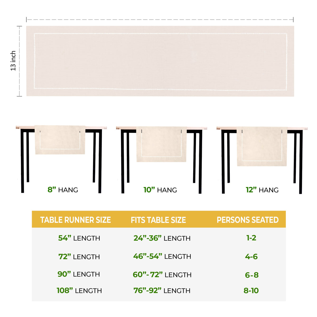 Rustic Farmhouse Hemstitch Table Runner | Natural Beige