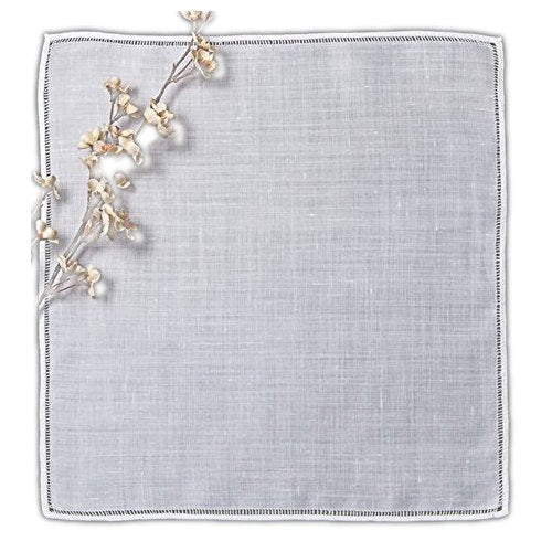 Women's Handkerchief Pure Linen White 12 X 12 Inch with Linen Spoke Design (Pack of 2)