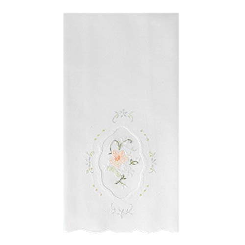 Colorful Floral Embroidery Design Guest Bath Tea Hand Kitchen Towel White Organdy Fabric 14 X 22 Inch