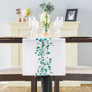 Eucalyptus Leaves Print Table Runner | White
