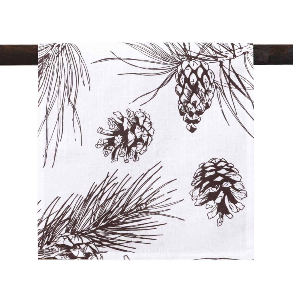 Pine Cone Branch Print Table Runner | Dark Brown, White