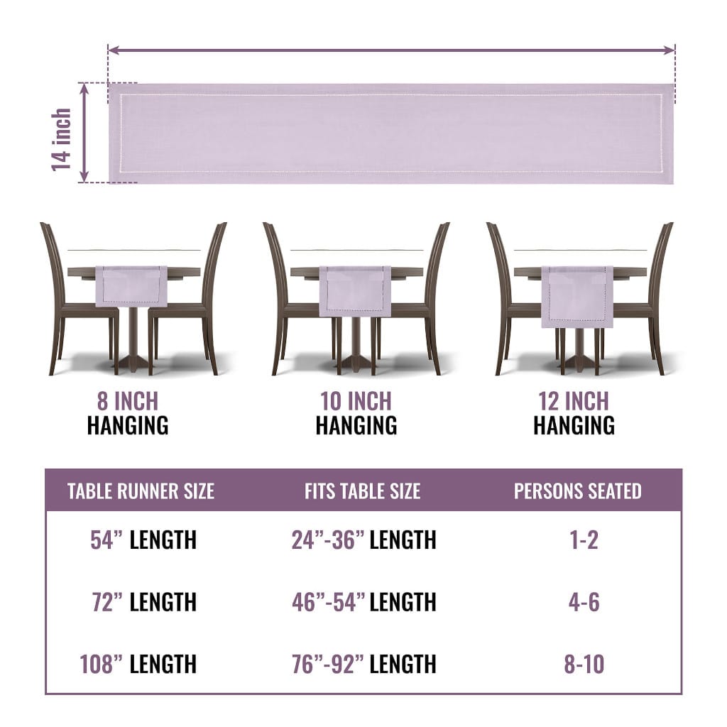 Rustic Farmhouse Hemstitch Table Runner | Lilac Purple
